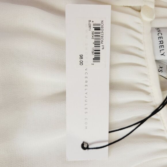 NWT Sincerely Jules Cameron Chiffon Ivory Size XS Flowy Women Blouse - Picture 8 of 13